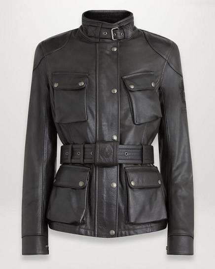 Blouson Moto Belstaff Femme Trialmaster Noir Cirée France BG6290485